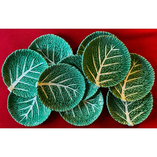 Vintage Cabbage or Lettuce Leaf Pottery Serving Plates Lettuceware - Set of 10 For Sale - Image 13 of 13