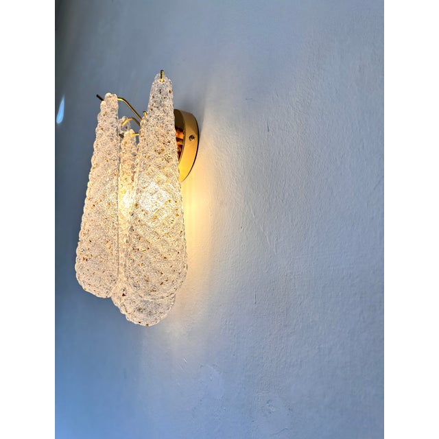 Glass Contemporary Mid-Century Modern "Conchiglie" Murano Glass Gold Wall Sconce-Set of Two For Sale - Image 7 of 10