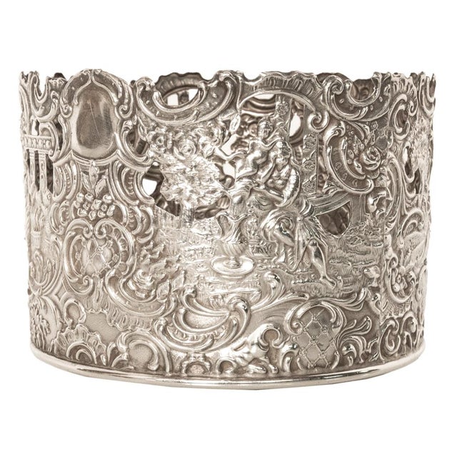 Antique American Sterling Silver Wine Bottle Decanter Coaster Cuff New York 1915 For Sale - Image 9 of 17