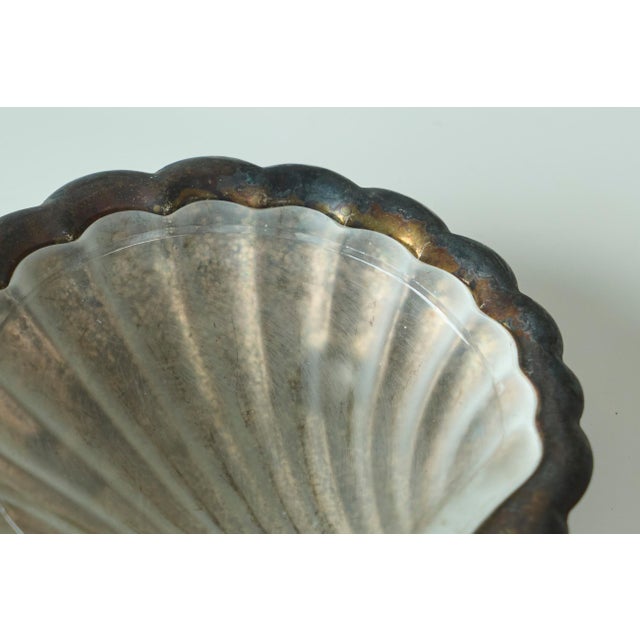 Art Deco Shell Shaped Vide Poche in Patinated Silver and Satin Glass, 1920s For Sale - Image 4 of 9