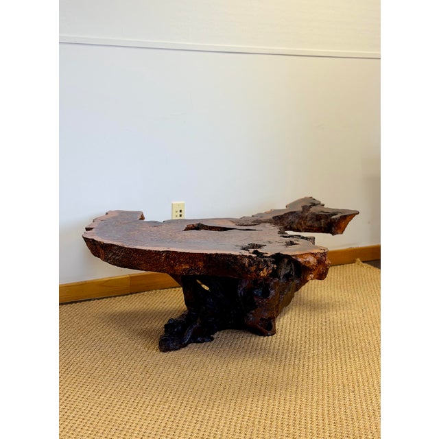 1970s Monumental Redwood Burl Live Edge Sculptural Coffee Table For Sale In Detroit - Image 6 of 11