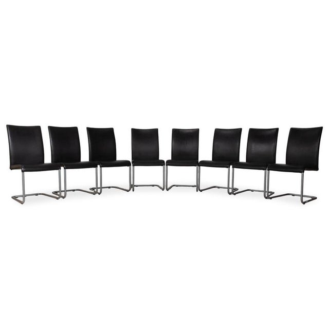 D2 Leather Cantilever Chairs in Black by Hülsta, Set of 8 For Sale - Image 14 of 14