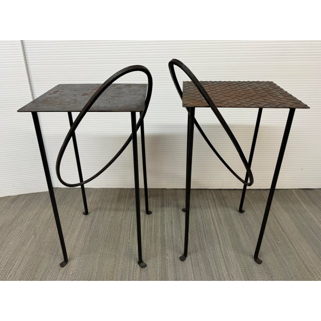Rhode Island School of Design Wrought Iron Side Tables, Pair For Sale - Image 4 of 12