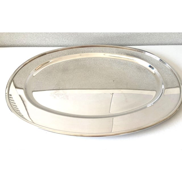 Silver Large Stainless Steel Platter Silver from Bouillet & Bourdelle, 1940 For Sale - Image 8 of 8