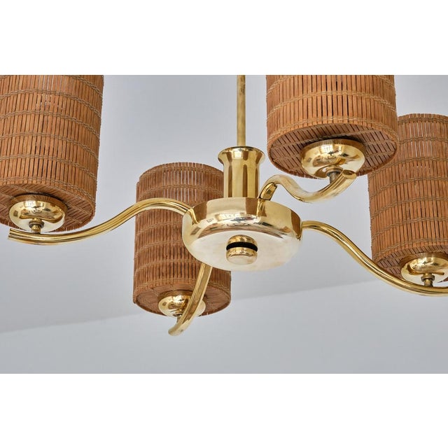 Vintage Four-Arm Brass Chandelier by Paavo Tynell for Oy Taito Ab, 1930s For Sale - Image 6 of 13