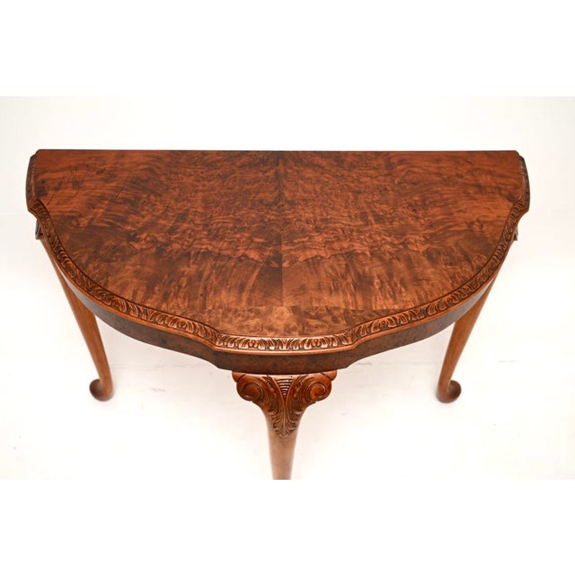 Antique Burr Walnut Console Table, 1930 For Sale - Image 6 of 10