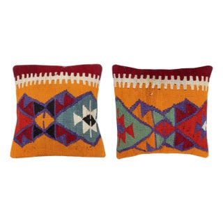20"x20" SET OF 2 - Hand-Woven Kilim Cushion Covers. A pair of Lace Pillow Covers For Sale