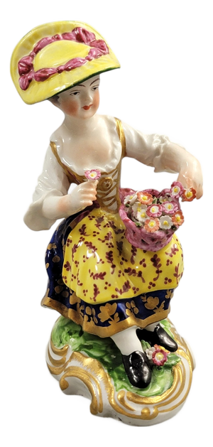 Porcelain Model No. 8 Figure of Flower Seller from Derby, Late 18th Century