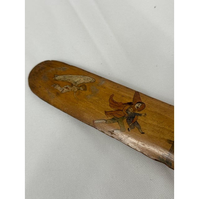 Antique Victorian Hand Painted Wood Paper Knife With Kate Greenaway Style Figures, Circa 1880s For Sale - Image 4 of 9