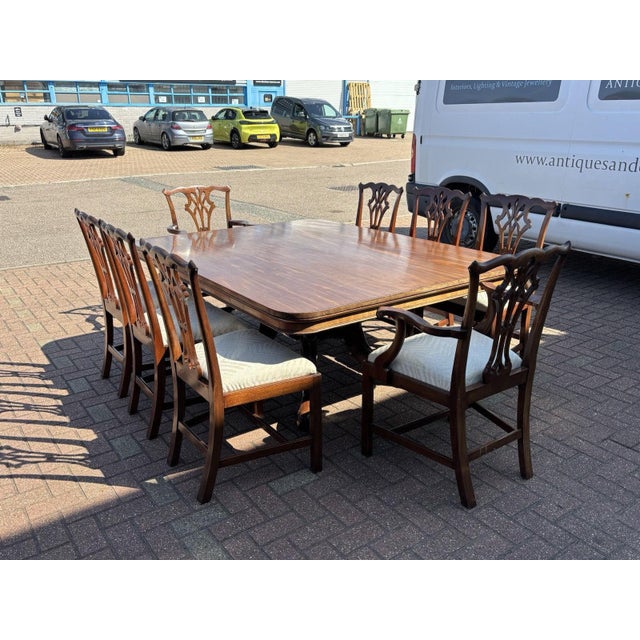 Antique Mahogany Dining Table and Chairs, Set of 9 For Sale - Image 4 of 18