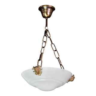 1950s Charming White Art Deco Alabaster Pendant, 1940s For Sale