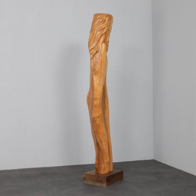 Belgian Artist, Hand-Carved Sculpture, 1970s, Oak For Sale - Image 4 of 11