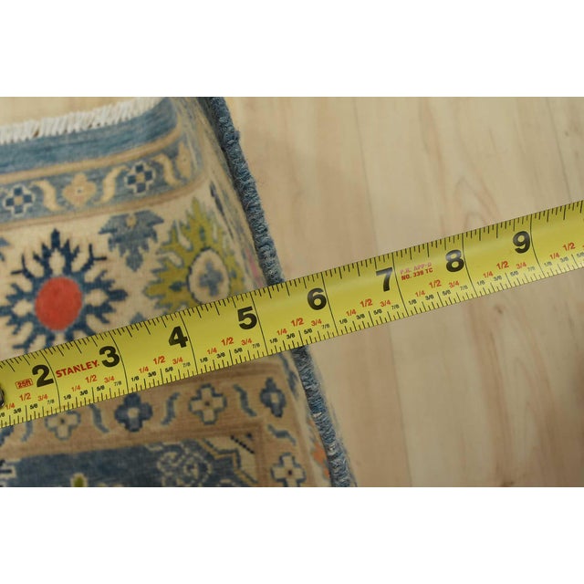 Kazak Rug 5’6” X 7’10” Blue Wool Tribal Hand-Knotted Oriental Carpet For Sale - Image 13 of 15