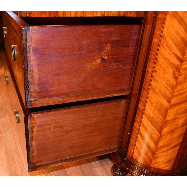 1900 Antique French Louis XVI Satinwood & Burl Walnut Marble Top Dresser For Sale - Image 9 of 13