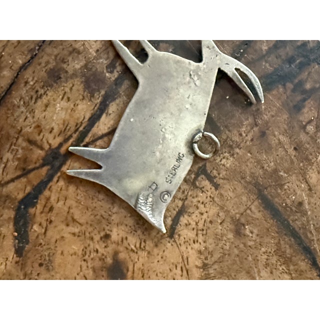 1970s Vintage Sterling Silver Antelope Pendant Southwestern Style Minimalist Animal Charm For Sale - Image 5 of 7