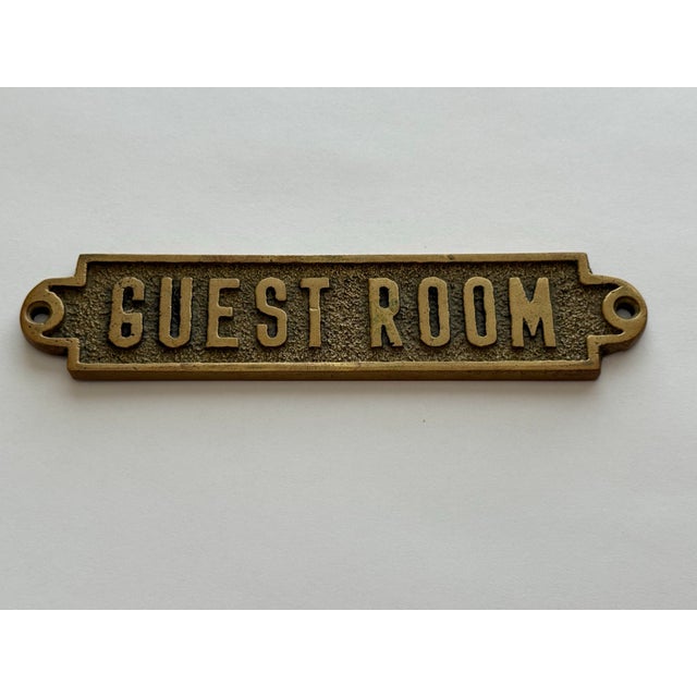 Vintage Solid Brass 'Guest Room Door Sign Plaque For Sale - Image 12 of 12