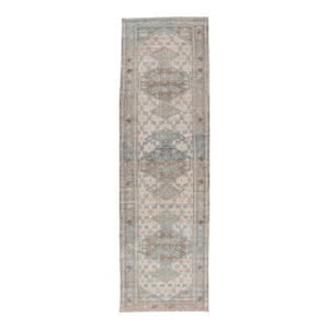 Antique Persian Sarab Runner With Sub-Geometric Design in Light Blue, Tan, Grey 2'5 X 9'1