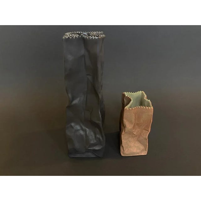 Rosenthal Paper Bag Vases by Tapio Wirkkala for Rosenthal, 1977, Set of 2 For Sale - Image 4 of 13