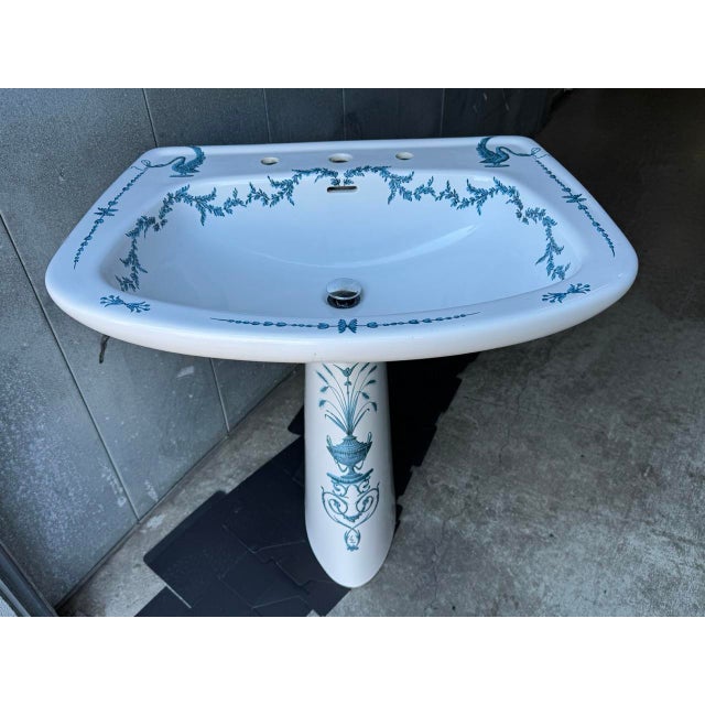 Porcelaine De Paris France Hand-Painted Pedestal Sherle Wagner Sink For Sale In San Francisco - Image 6 of 18