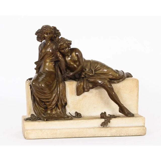 A superb antique bronze and marble sculputure group titled "the betrothal" by carl kauba (1865-1922), circa 1890 in date....