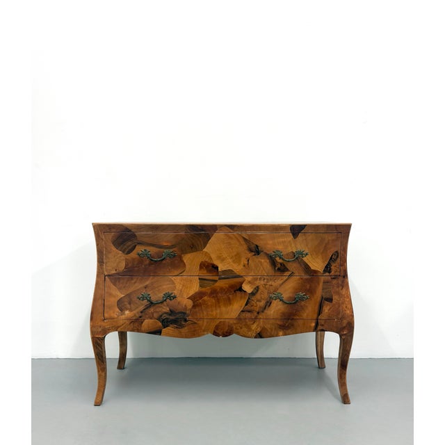 Vintage Burl Wood Bombe Chest of Drawers For Sale - Image 4 of 7