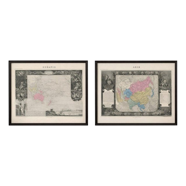 Antique Maps of Asia and Oceania by Levasseur, 1845, Set of 2 For Sale