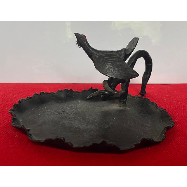 Antique Early 20th Century American Arts & Crafts Bronzed Iron Turkey Bird Card Tray For Sale In New York - Image 6 of 15