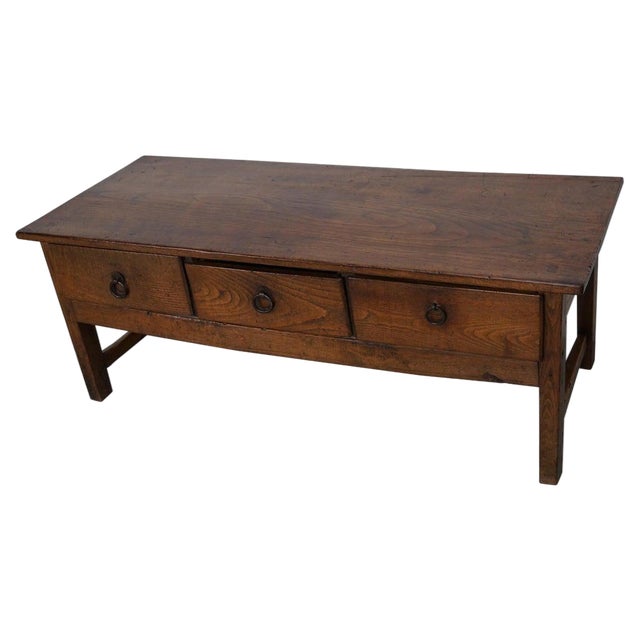 Spanish 18th Century Farmhouse Coffee Table in Chestnut For Sale