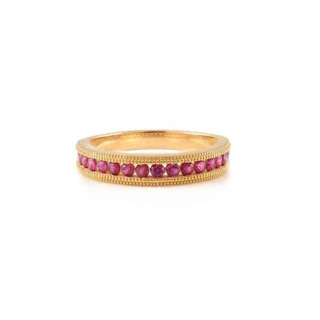 Metal Natural Ruby Ancient Asian 14k Yellow Gold Ring Size 7 For Sale - Image 7 of 13
