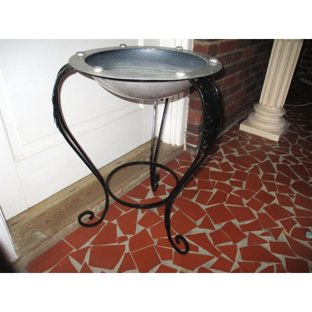 French Mid Century French Style Ornate Iron and Metal Bird Bath / Fountain For Sale - Image 3 of 12