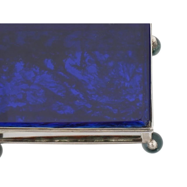 Mid 20th Century Decorative 925 Silver Glass Moss Agate Trinket Box For Sale - Image 11 of 13