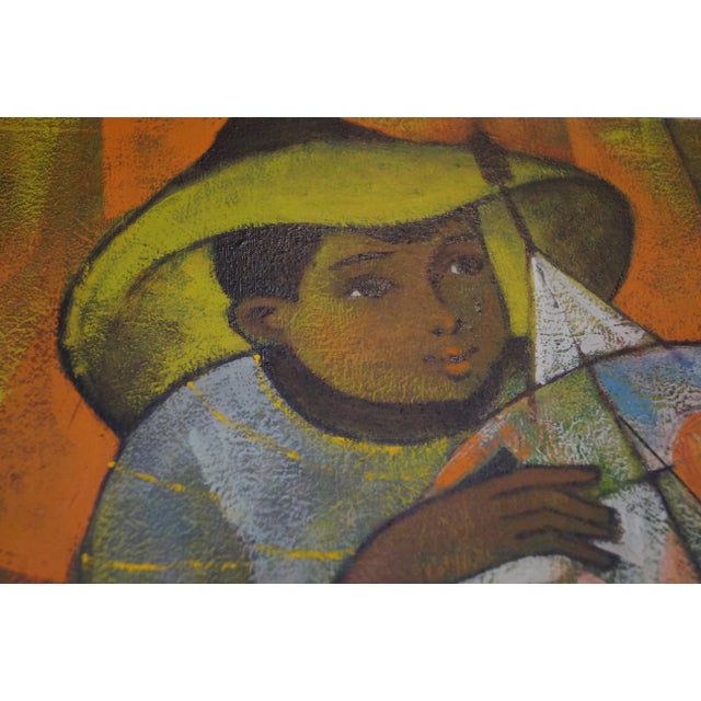 1950s Roger San Miguel Figurative Orange and Yellow Original Oil Painting For Sale - Image 10 of 13