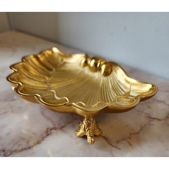 Sherle Wagner Shell W/ Turtle Feet Gilded Soap/Trinket Dish For Sale - Image 10 of 15