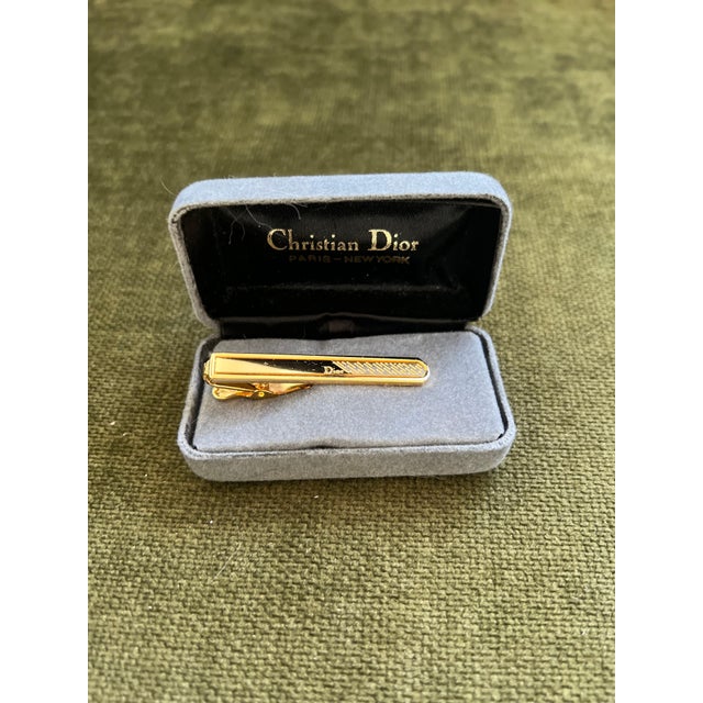 Rare Monsiuer Vintage Christian Dior Gold Plate Tie Clip In Original Case For Sale In New York - Image 6 of 11