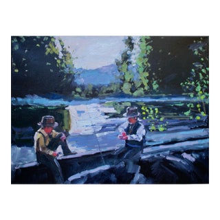 Fishermen, Contemporary Impressionist Oil Painting For Sale