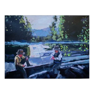 Fishermen, Contemporary Impressionist Oil Painting