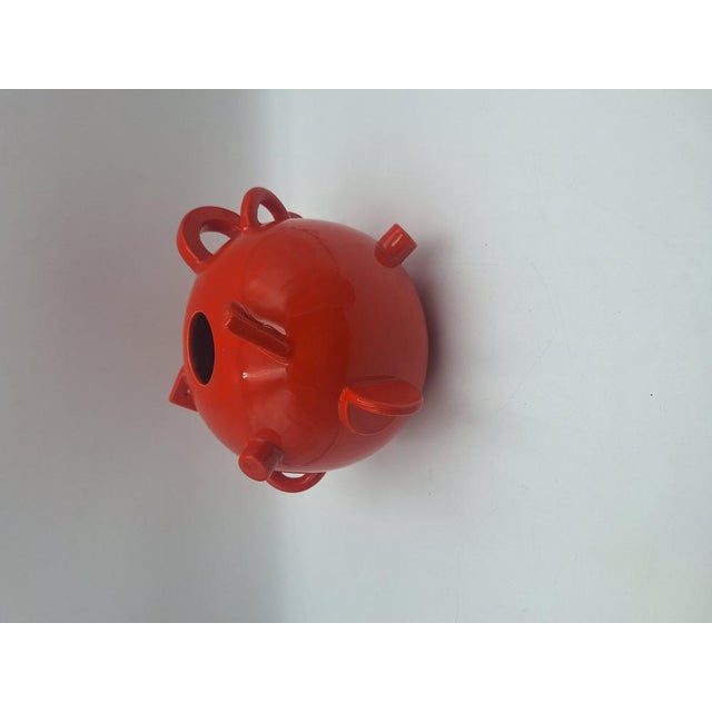 Vintage Vase in Orange Glazed Clay by Alessandro Mendini for Zanotta, 1986, in Flawless conditions. Designed 1980 to 1989...