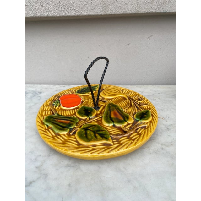 Mid-century French Majolica Cheese Platter Vallauris, Decorated with tomato,onion,pepper.