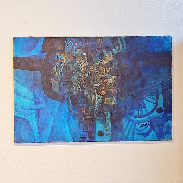 A dense and funky mid-century abstract, dynamically sculptural in its execution, portraying a mythic horse and rider—or...