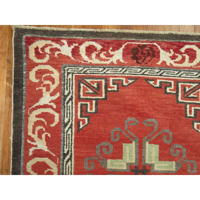 Zabihi Collection Red Vintage Turkish Rug Inspired by 19th Century Khotan Rugs For Sale In New York - Image 6 of 6