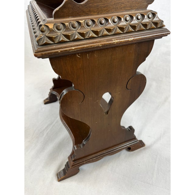 Vintage 1930s Mahogany Magazine & Book Stand - Jacobean/Victorian-Revival Period For Sale - Image 9 of 15