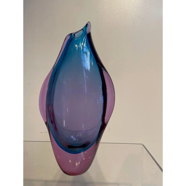 Original vintage glass "Penguin" vase designed by Flavio Poli and produced in the 1970s in Murano, Italy. This is made...