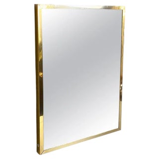 Mid-Century Italian Brass Frame Mirror from Crystal Art, 1950s For Sale