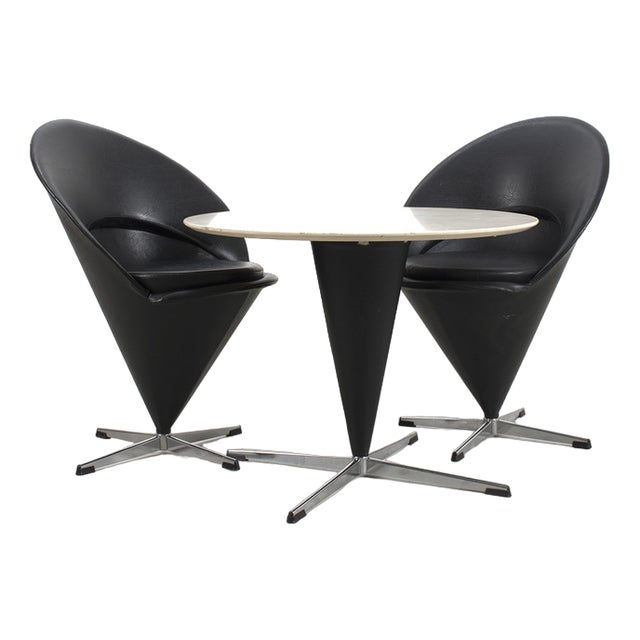 Cone Chairs and Table by Verner Panton, Set of 3 For Sale