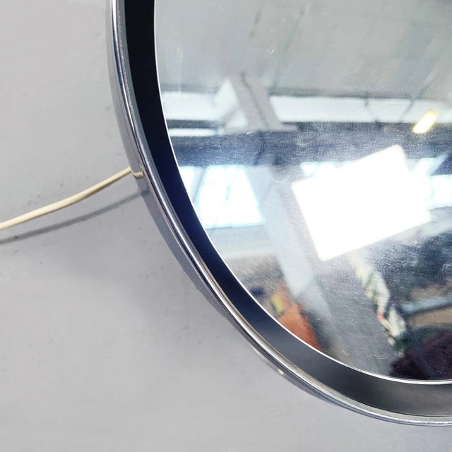 Mid-Century Italian Steel and Plastic Half Spherical Table Lamp & Mirror, 1970s For Sale - Image 9 of 14