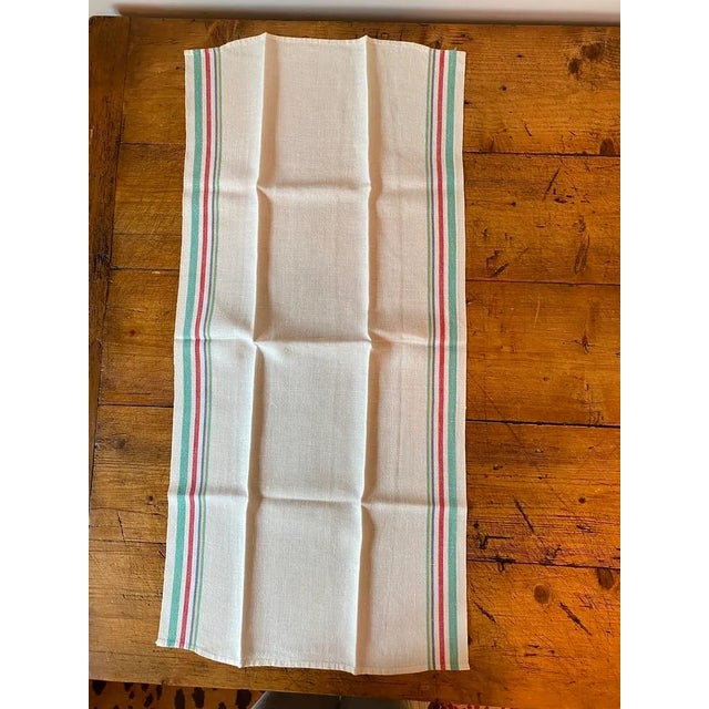Traditional Vintage Linen Multi-Color Striped Tea Towels- Set of 4 For Sale - Image 3 of 5