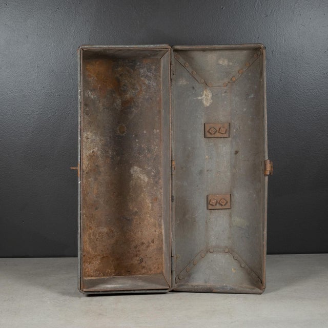Early 20th C. Factory Toolbox With Solid Bronze Handle C.1930-1940 For Sale - Image 9 of 10