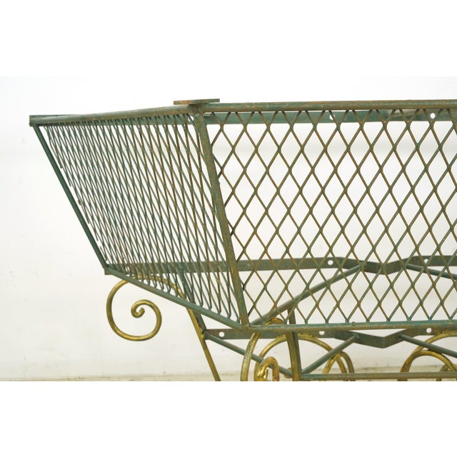 Mid 20th Century French 1940s Green & Gold Wrought Iron Console Base For Sale - Image 5 of 9