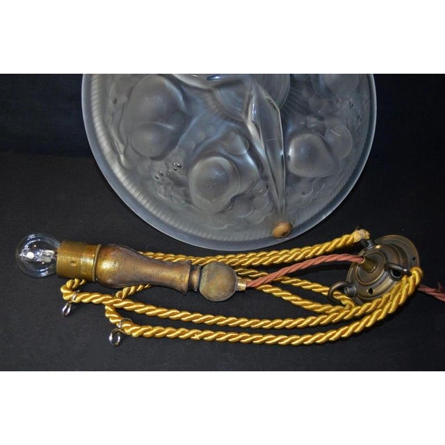 Art Deco French Croismare Glass Plafonnier with Silk Rope and Bronze Fittings, 1890s For Sale - Image 12 of 14