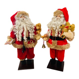 Splendid Pair Santa Claus 30” Display Figures For Sale